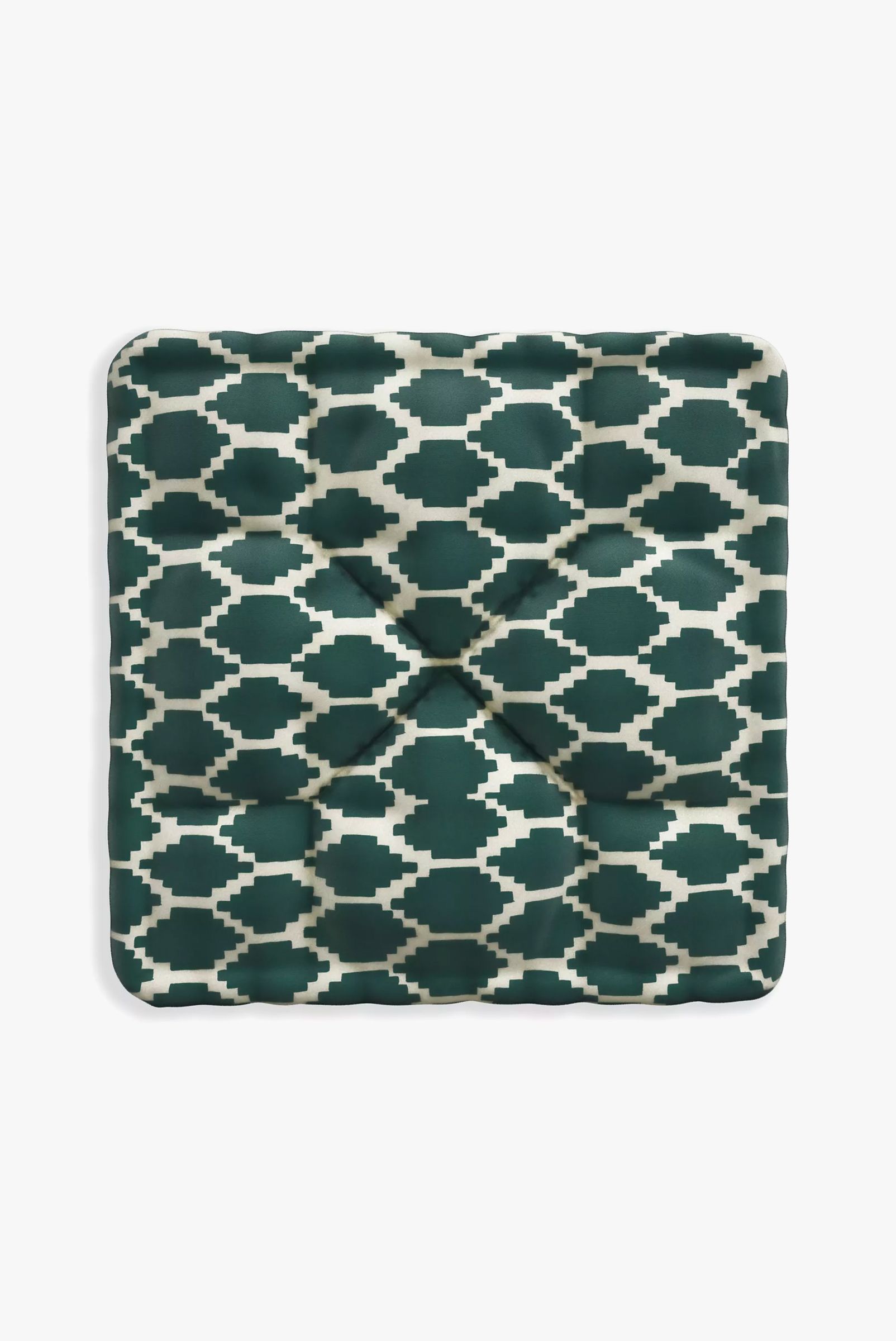 John Lewis & Partners Fusion Diamond Print Garden Floor Cushion, 50 x 50cm, Mallard, £30