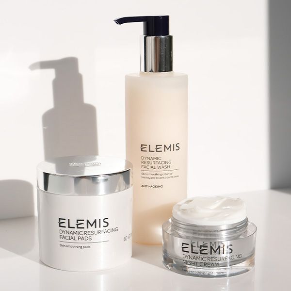 Image of Elemis dynamic resurfacing products on a white background