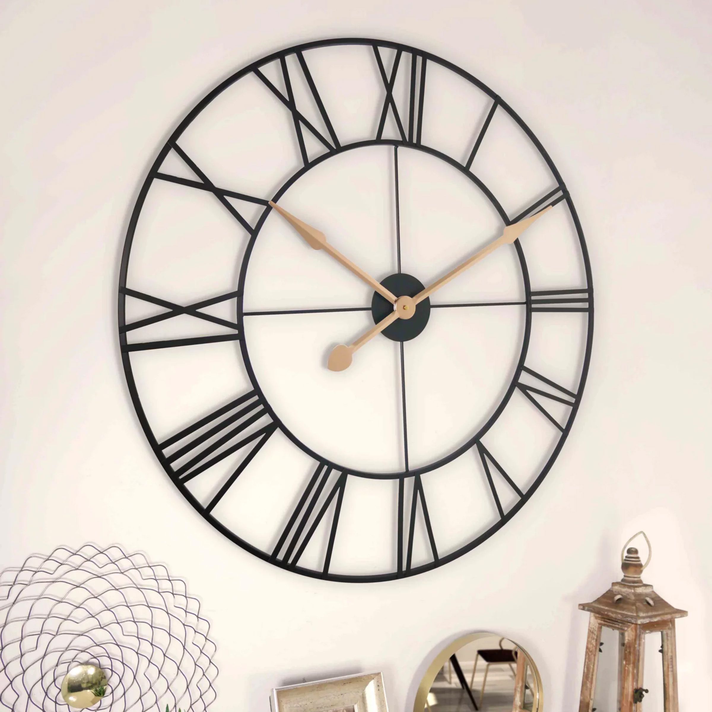 Large roman numeral cut-out clock face