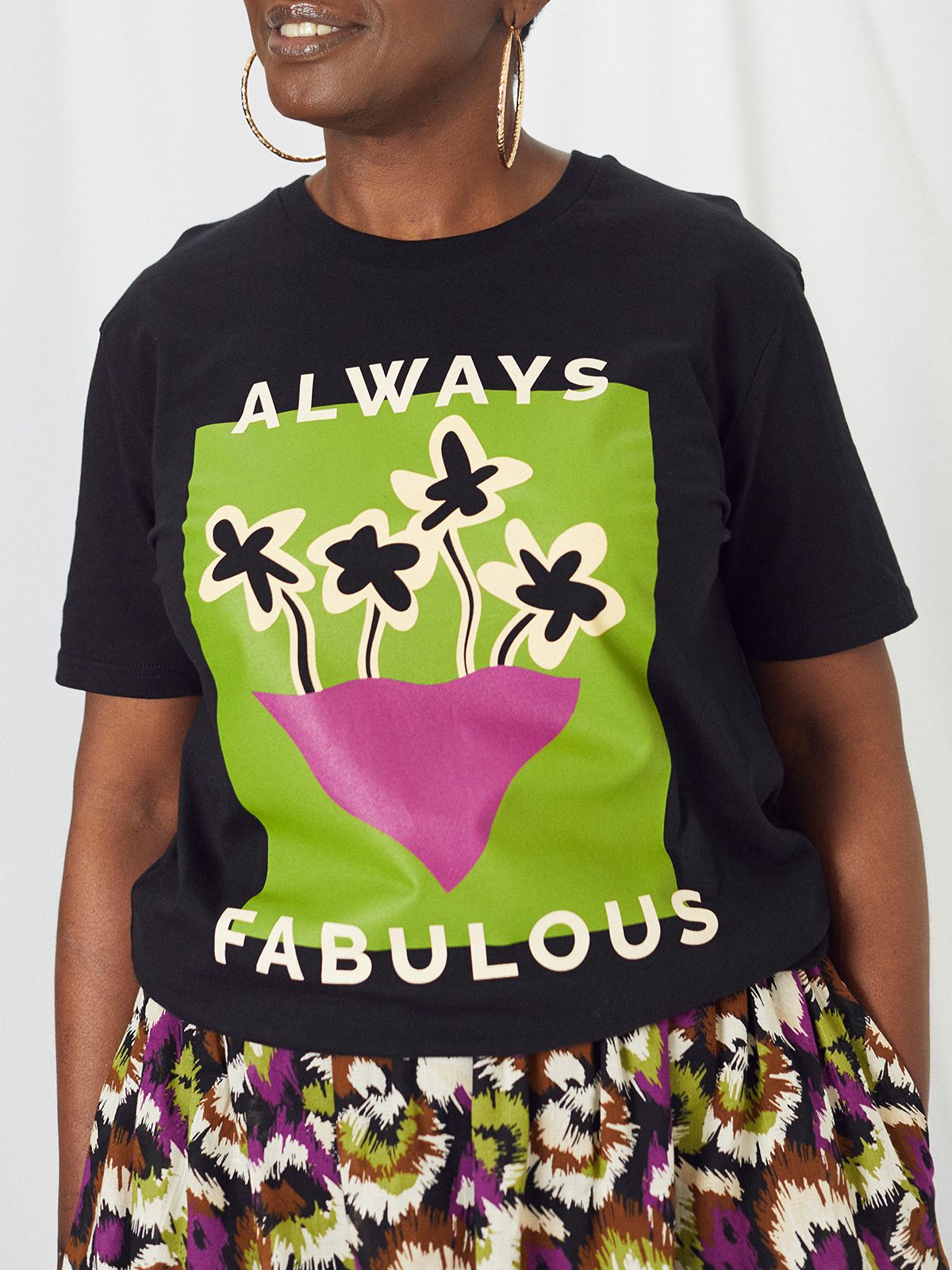 Kemi Telford 'Always Fabulous' Organic Cotton T-Shirt, Black/Multi