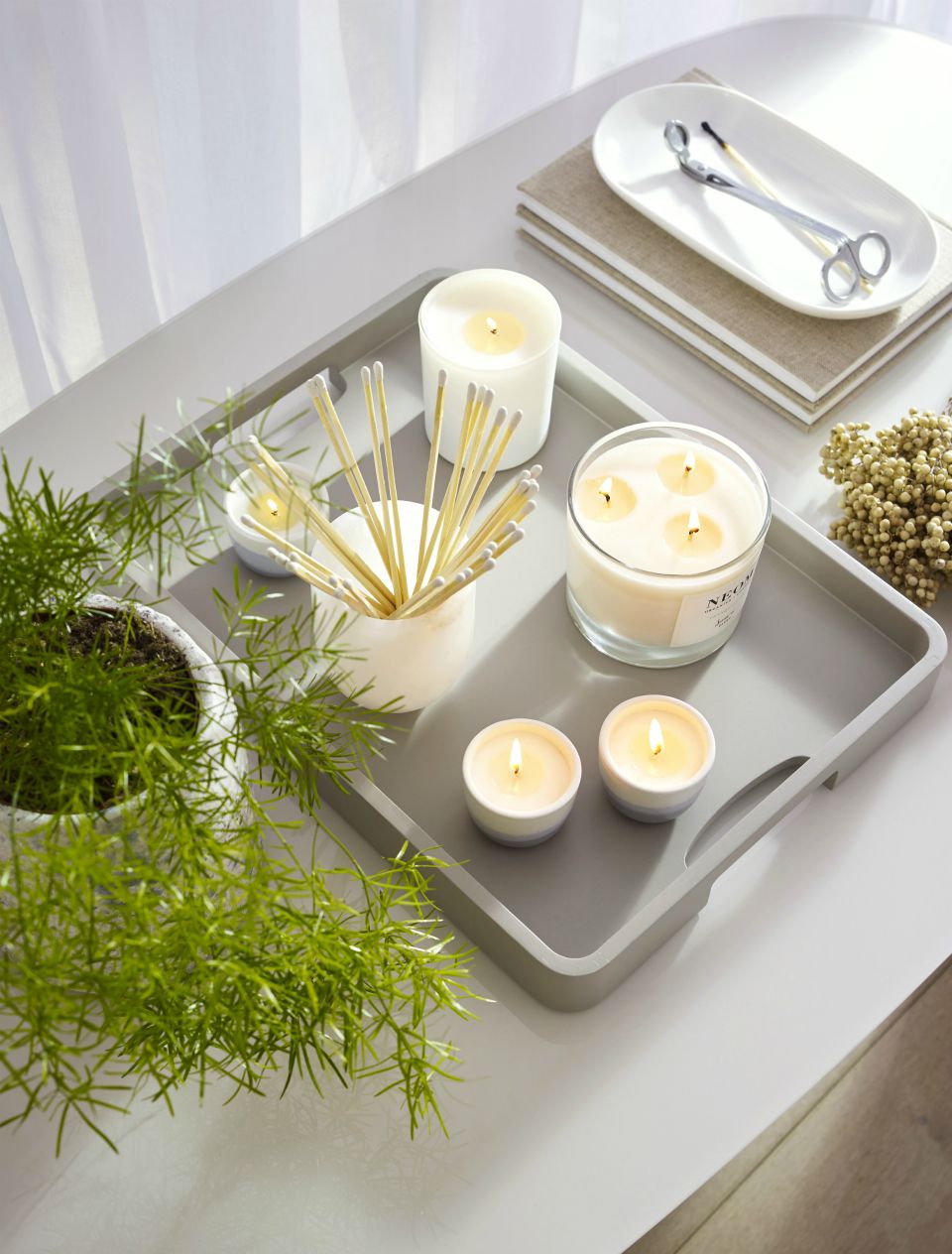 Candles on a tray