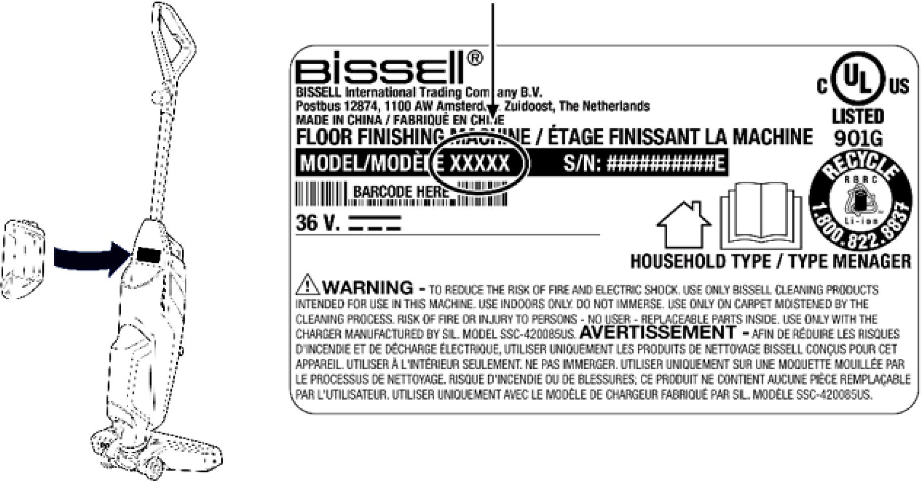 Bissell CrossWave Cordless Hard Floor Cleaner Recall - Battery Location