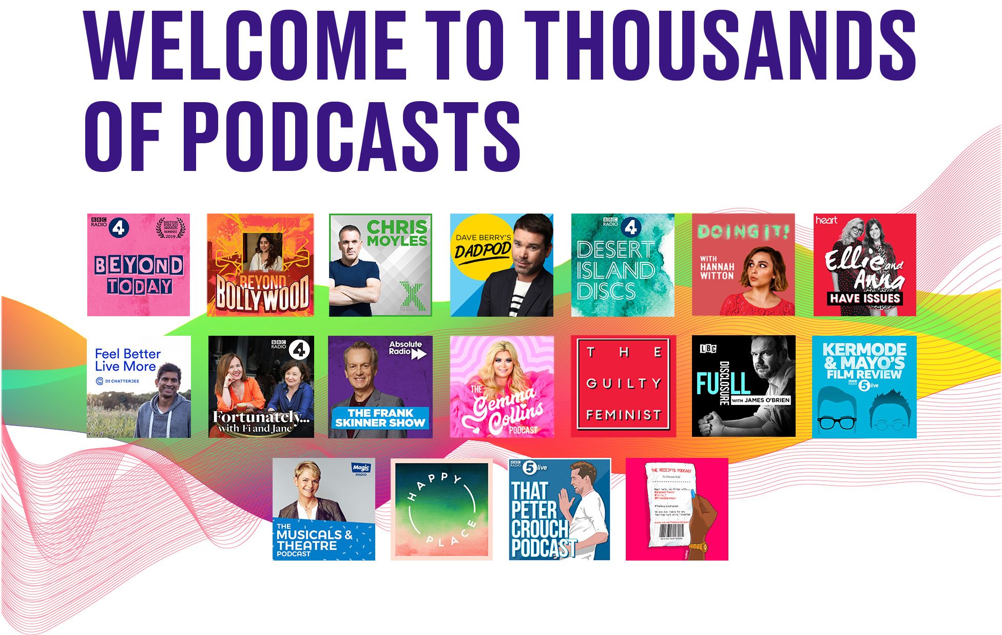 Thousands of podcasts