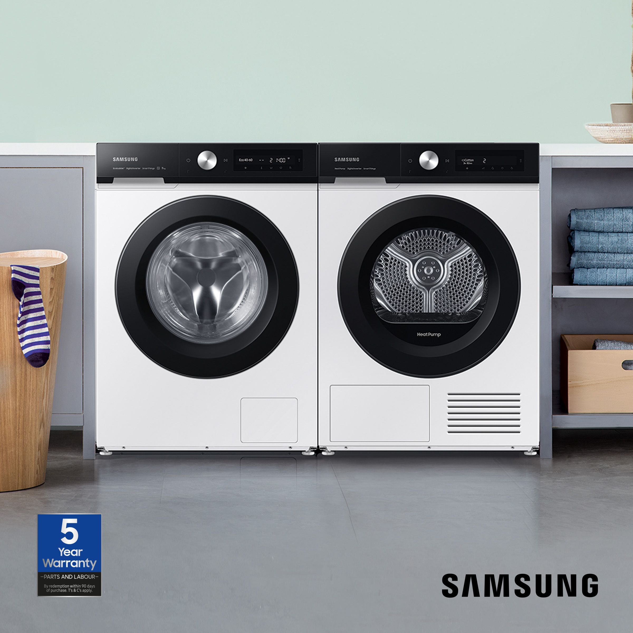 Save £50 on Samsung Heat Pump tumble dryers Plus claim an additional 3 years warranty