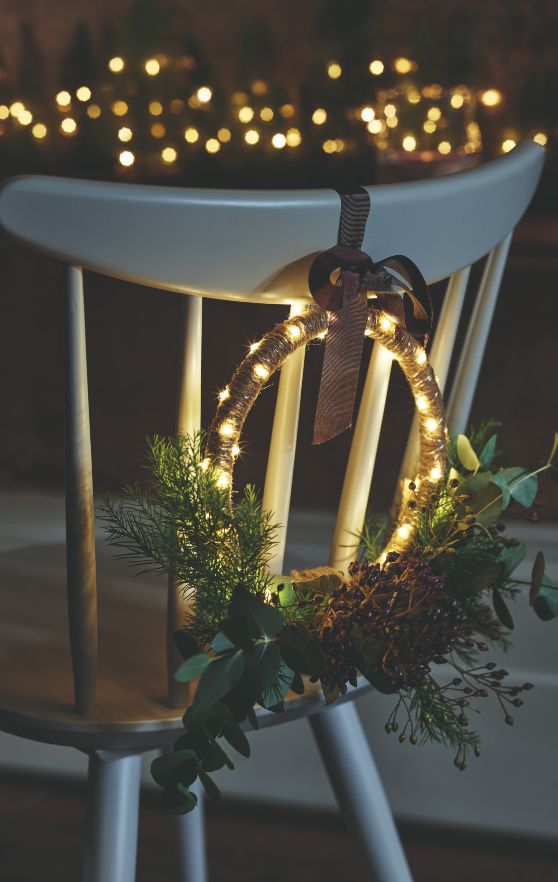 Indoor Christmas lighting, chair