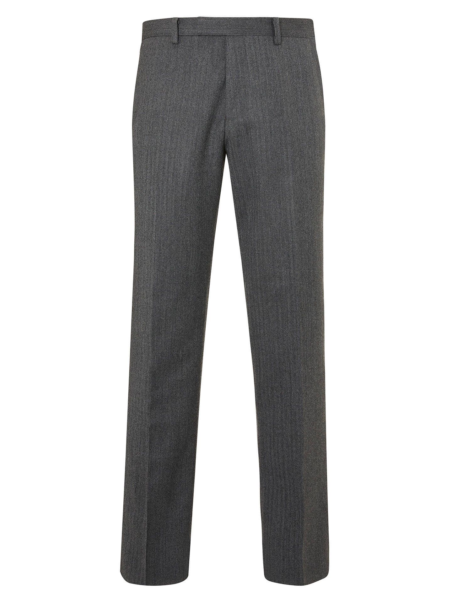 John Lewis & Partners Herringbone Tailored Grey Suit Trousers