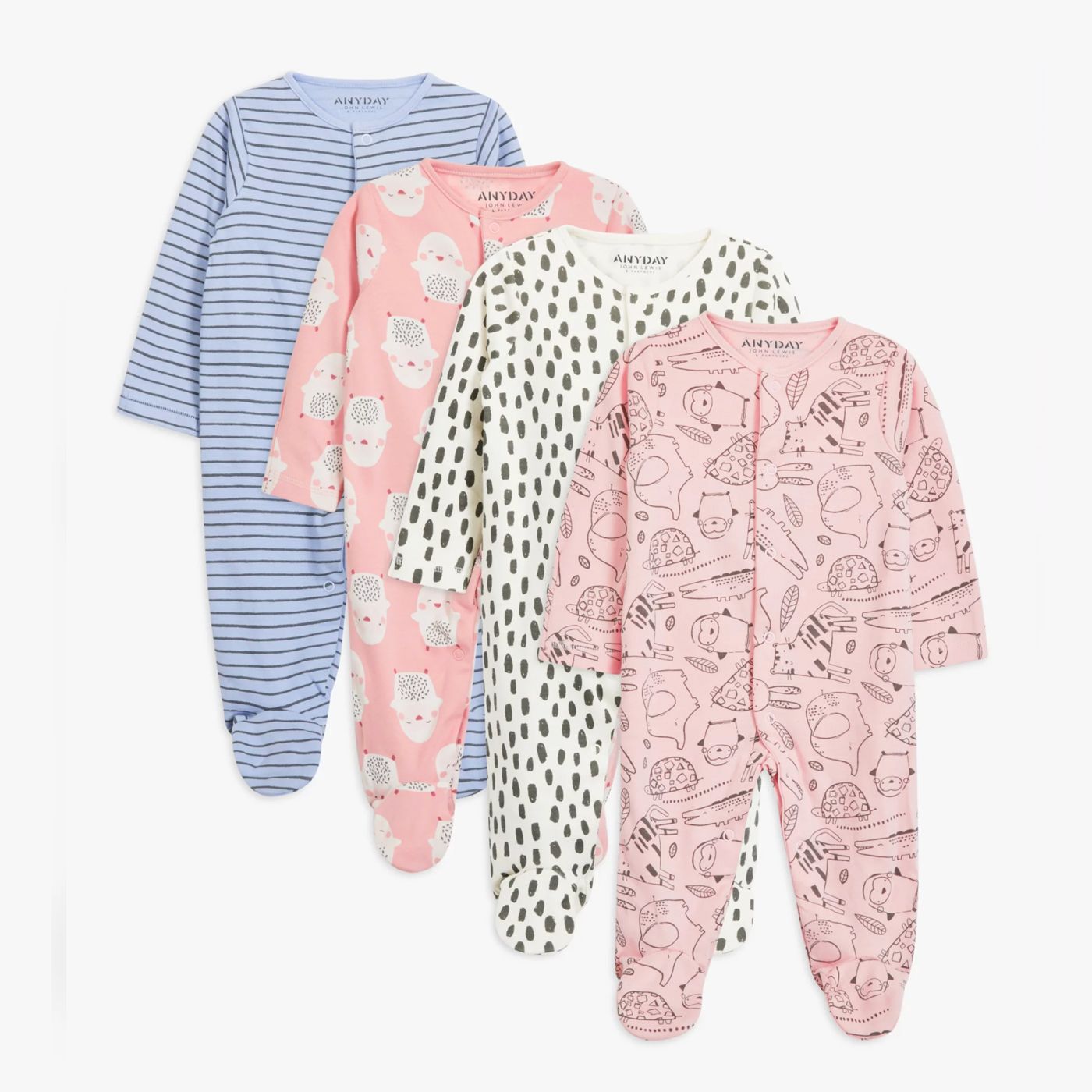 John Lewis John Lewis 3 Pack Baby Flower Hearts Cotton Sleepsuits Age 3-6 Months *BNWT* 