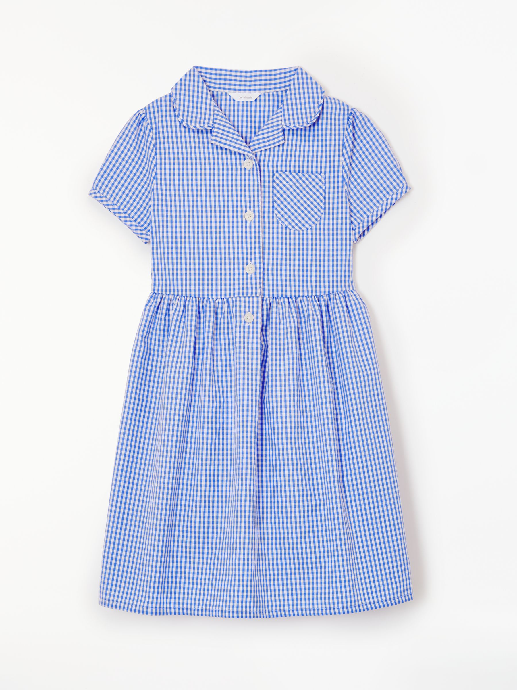 John Lewis & Partners School Belted Gingham Checked Summer Dress, Blue ...