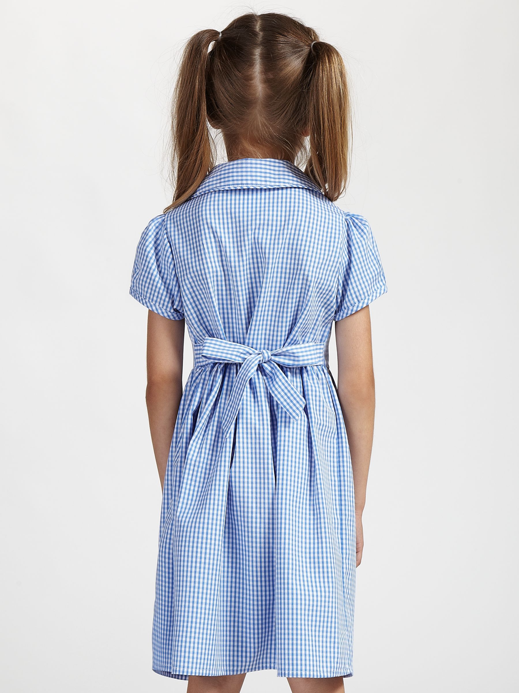 blue and white gingham school dress