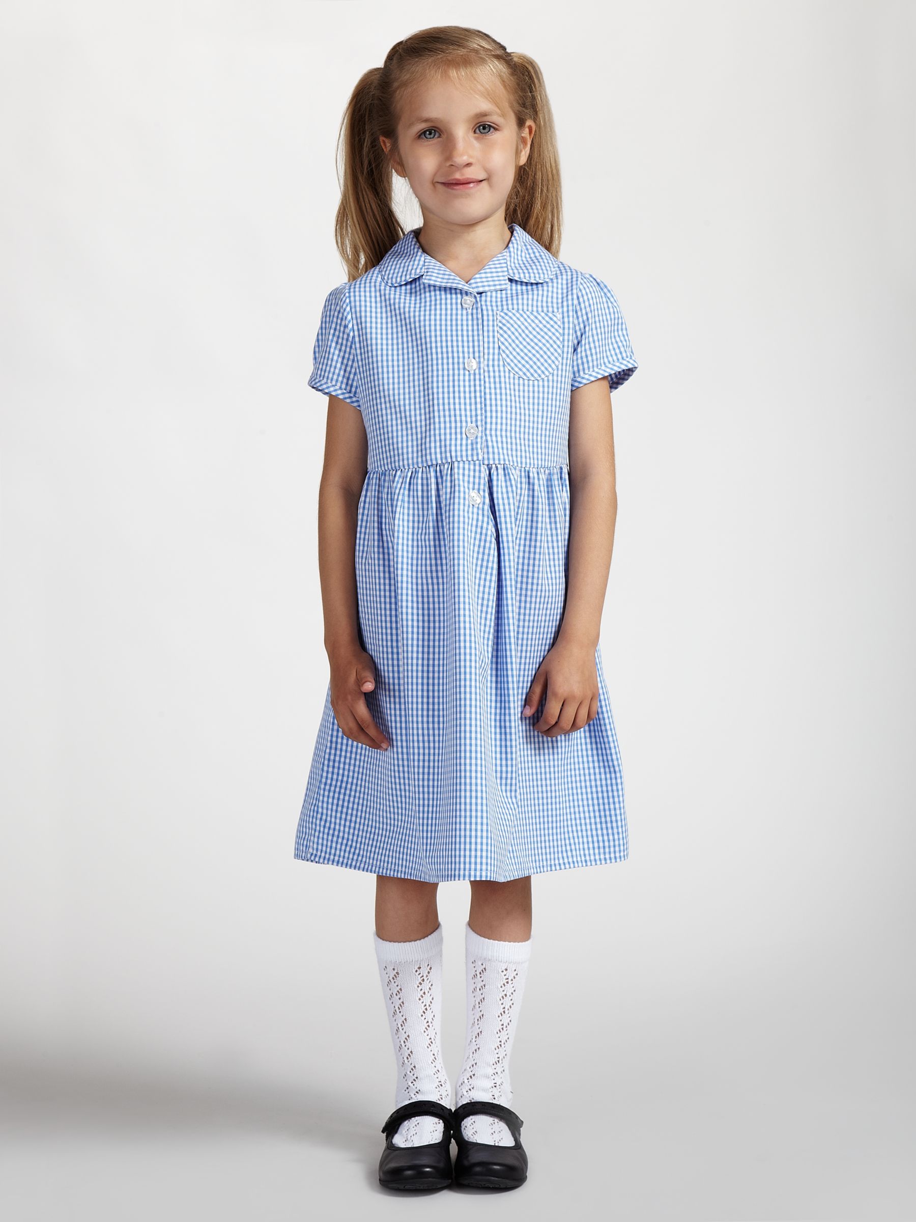 Buy John Lewis School Belted Gingham Checked Summer Dress, Blue | John ...