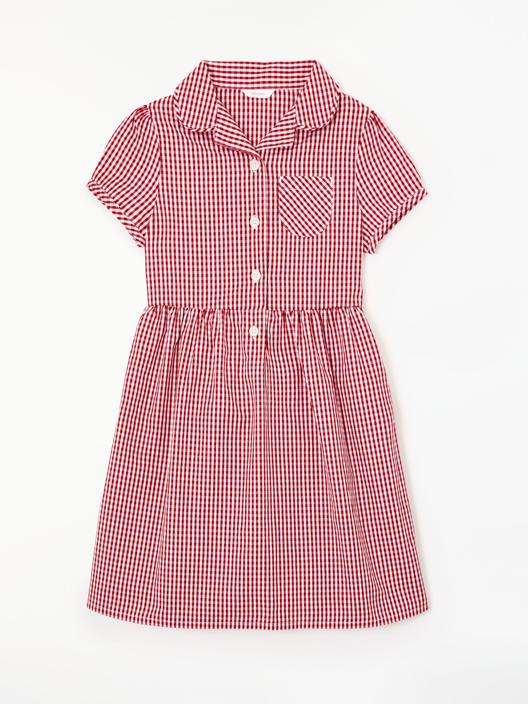 John Lewis & Partners School Belted Gingham Checked Summer Dress, Red ...