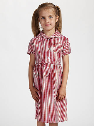 John Lewis & Partners School Belted Gingham Checked Summer Dress