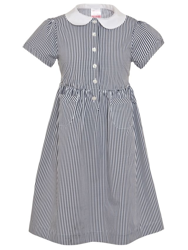 John Lewis School Striped Summer Dress, Navy