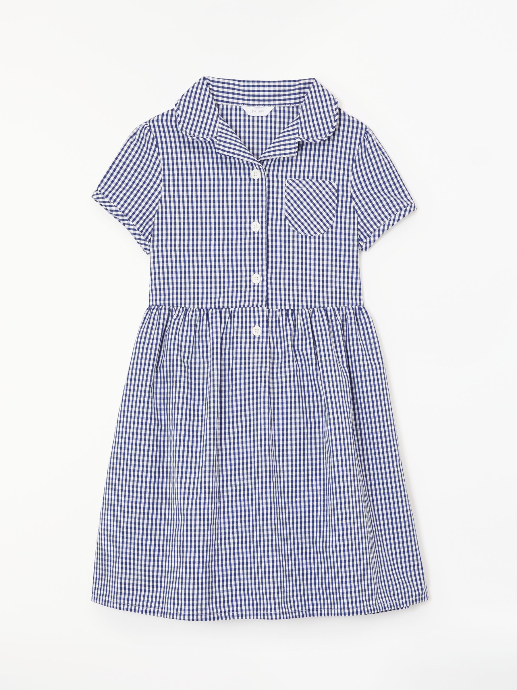 John Lewis & Partners School Belted Gingham Checked Summer Dress, Navy ...