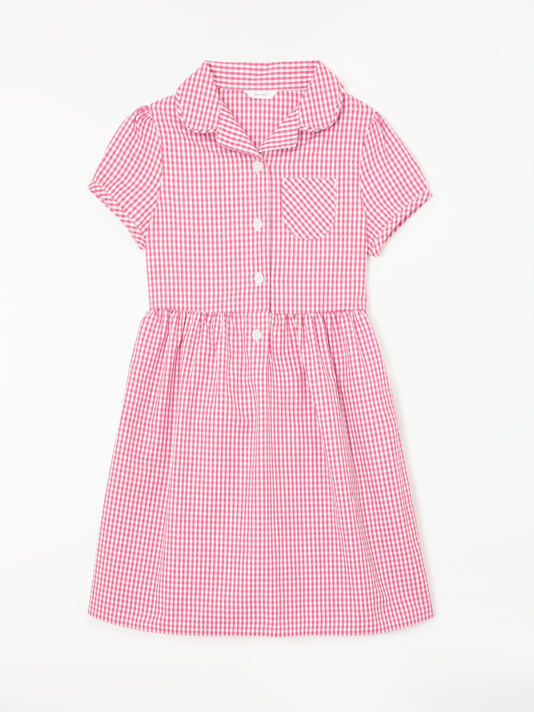 John Lewis & Partners School Belted Gingham Checked Summer Dress, Pink ...