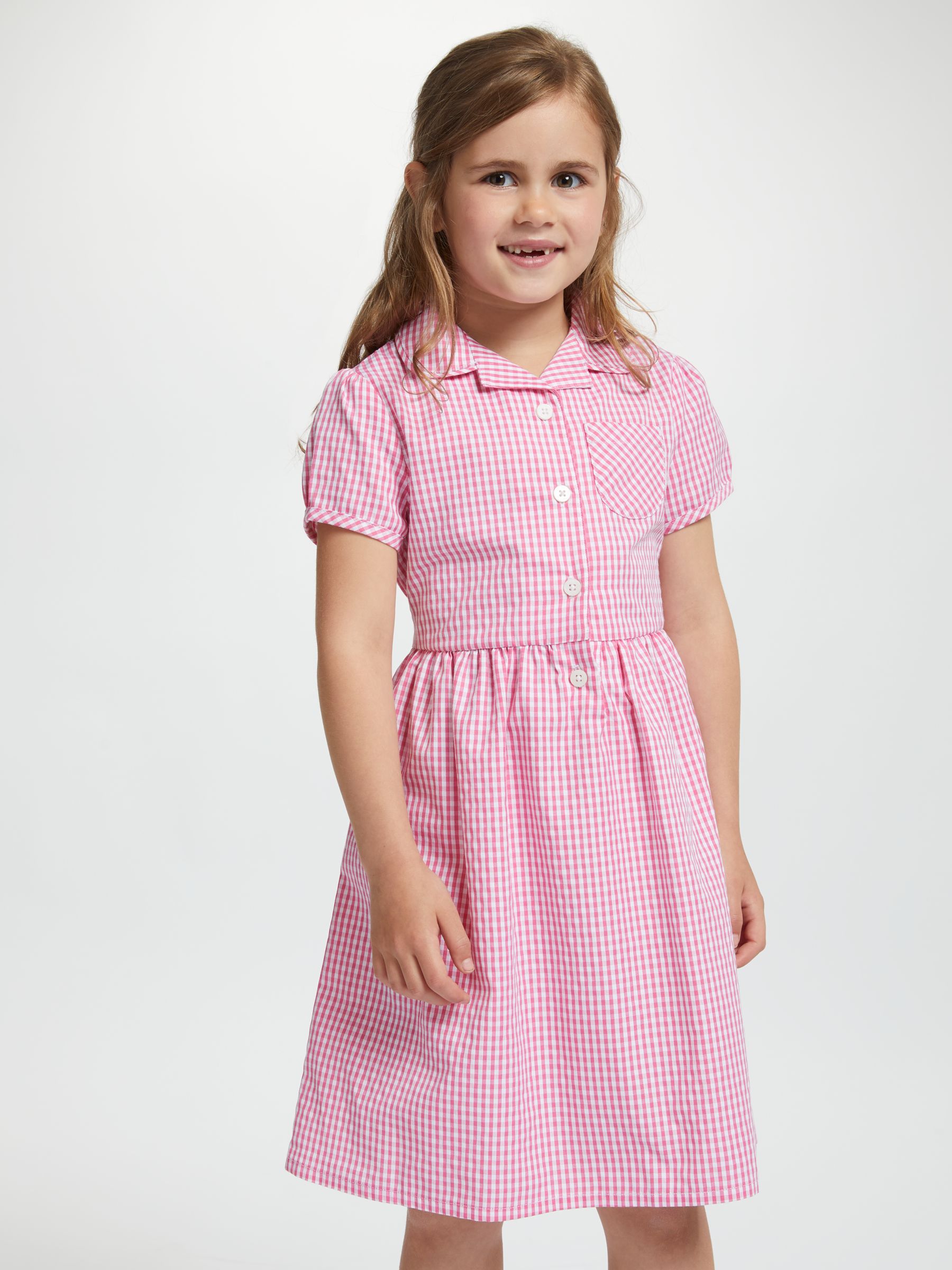 John Lewis & Partners School Belted Gingham Checked Summer Dress at