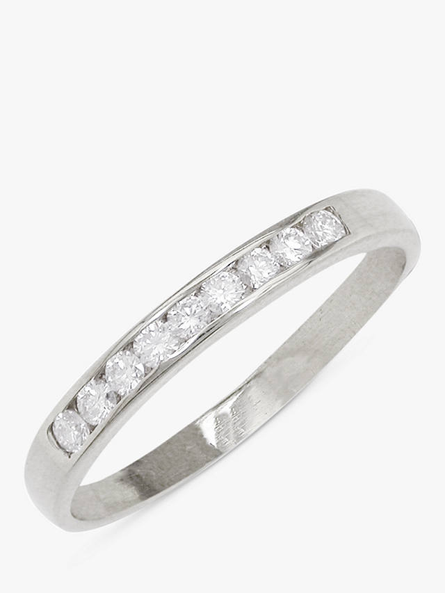 E.W Adams 18ct Gold Diamond Half Eternity Ring, White Gold
