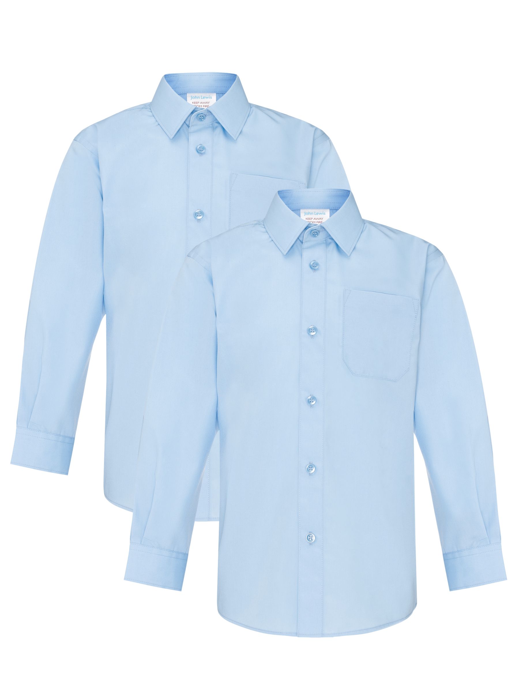 John Lewis & Partners Boys' Long Sleeve Non-Iron School Shirt, Pack of ...