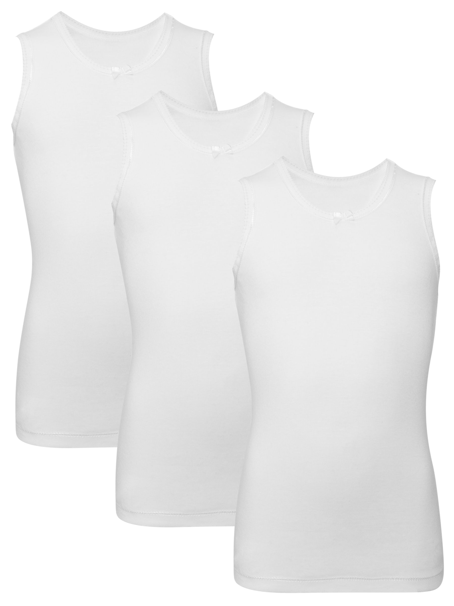 John Lewis & Partners Girl Cotton Vests, Pack of 3, White