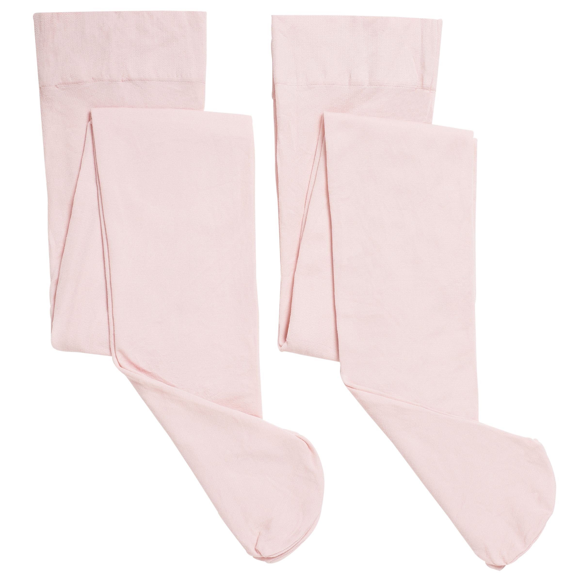 John Lewis ANYDAY Kids' Opaque Tights, Pack of 2, Pink, 11-12 Years