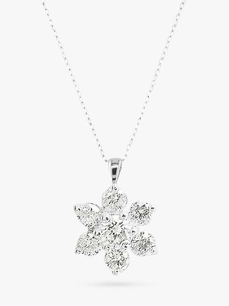 Buy E.W Adams 18ct White Gold Diamond Star Cluster Pendant, White Gold Online at johnlewis.com