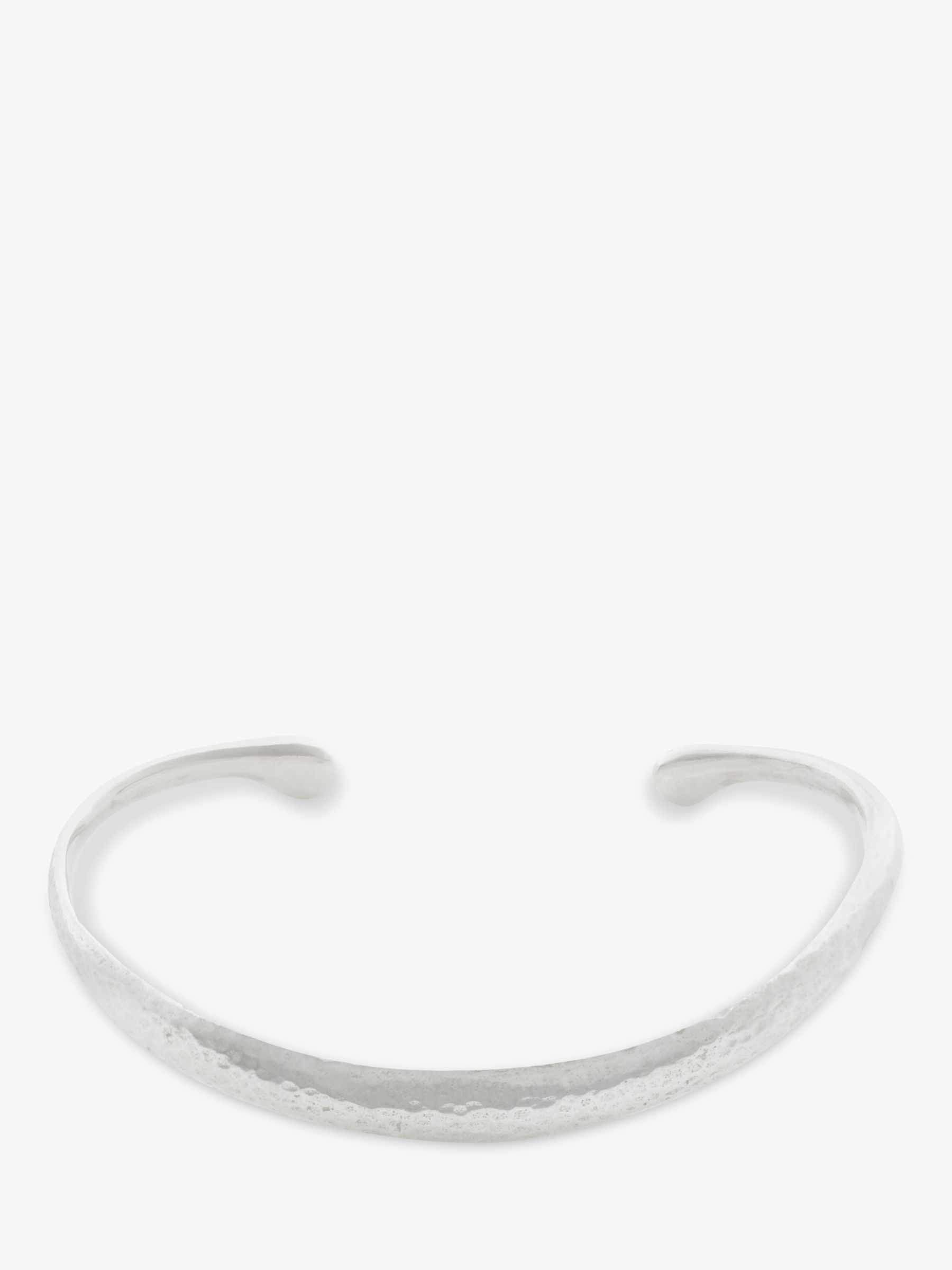 Dower & Hall Sterling Silver Curved Torque Bangle, Silver