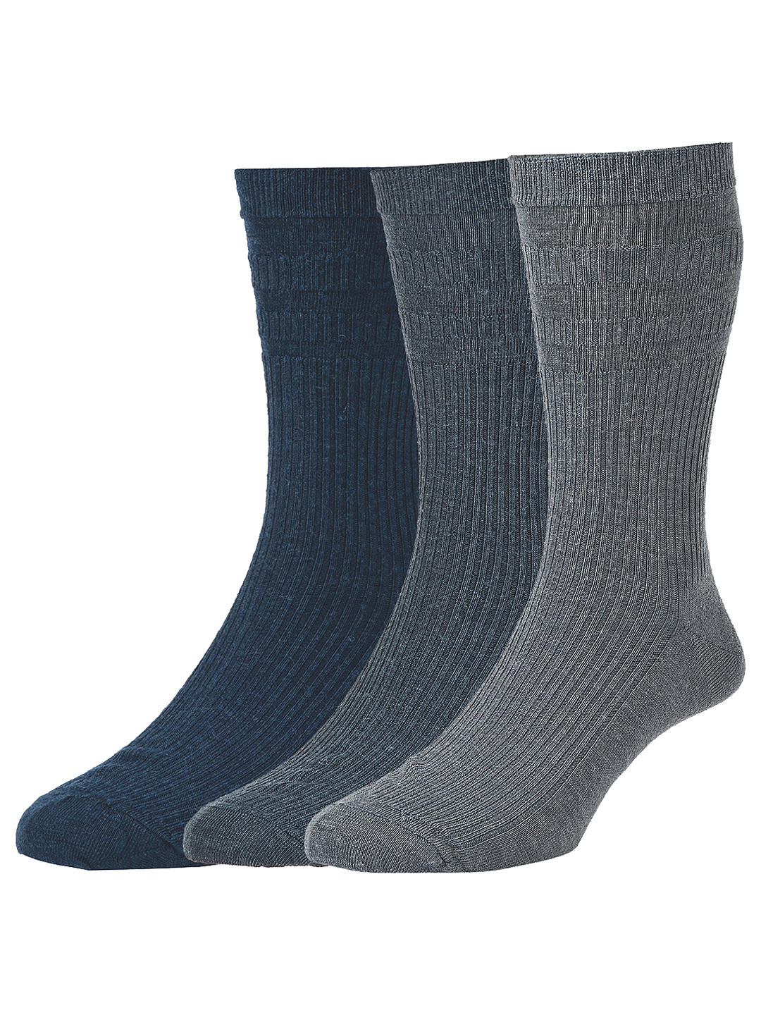HJ Hall Wool Soft Top Socks, Pack of 3, One Size, Blue Multi