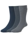 HJ Hall Wool Soft Top Socks, Pack of 3, One Size, Blue Multi