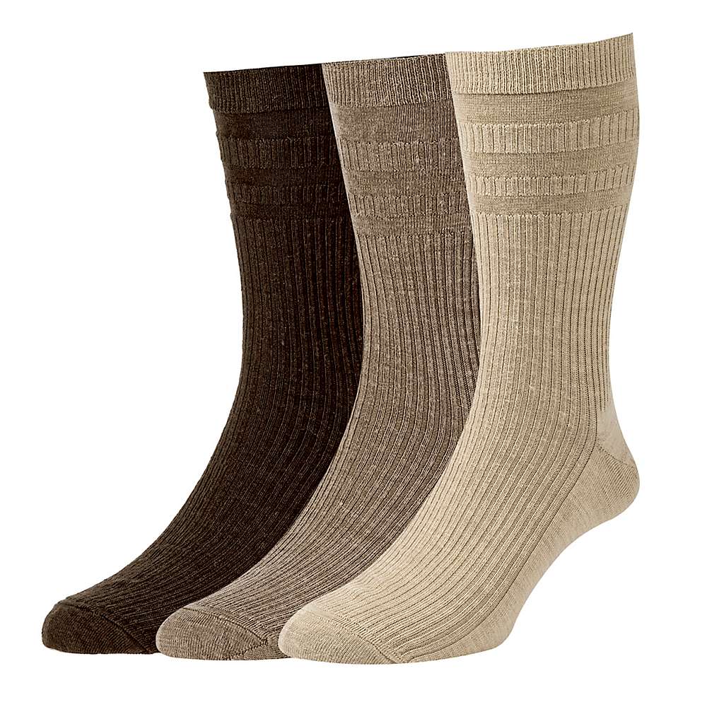 HJ Hall Wool Soft Top Socks, Pack of 3, One Size, Oatmeal Multi at John ...