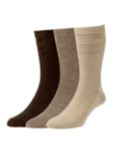 HJ Hall Wool Soft Top Socks, Pack of 3, One Size, Oatmeal Multi