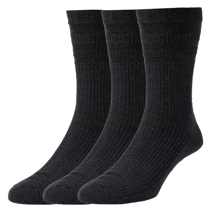 HJ Hall Cotton Softop Socks, Pack of 3, One Size, Black