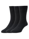 HJ Hall Cotton Softop Socks, Pack of 3, One Size, Black