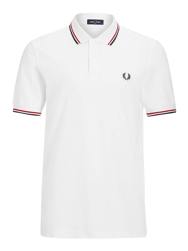 Fred Perry Twin Tipped Regular Fit Polo Shirt, White/Multi