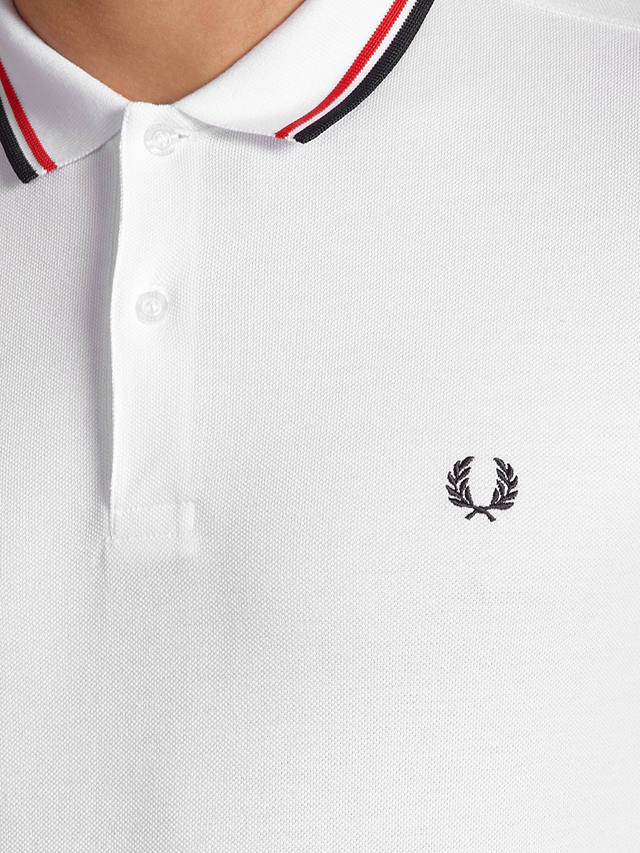 Fred Perry Twin Tipped Regular Fit Polo Shirt, White/Multi