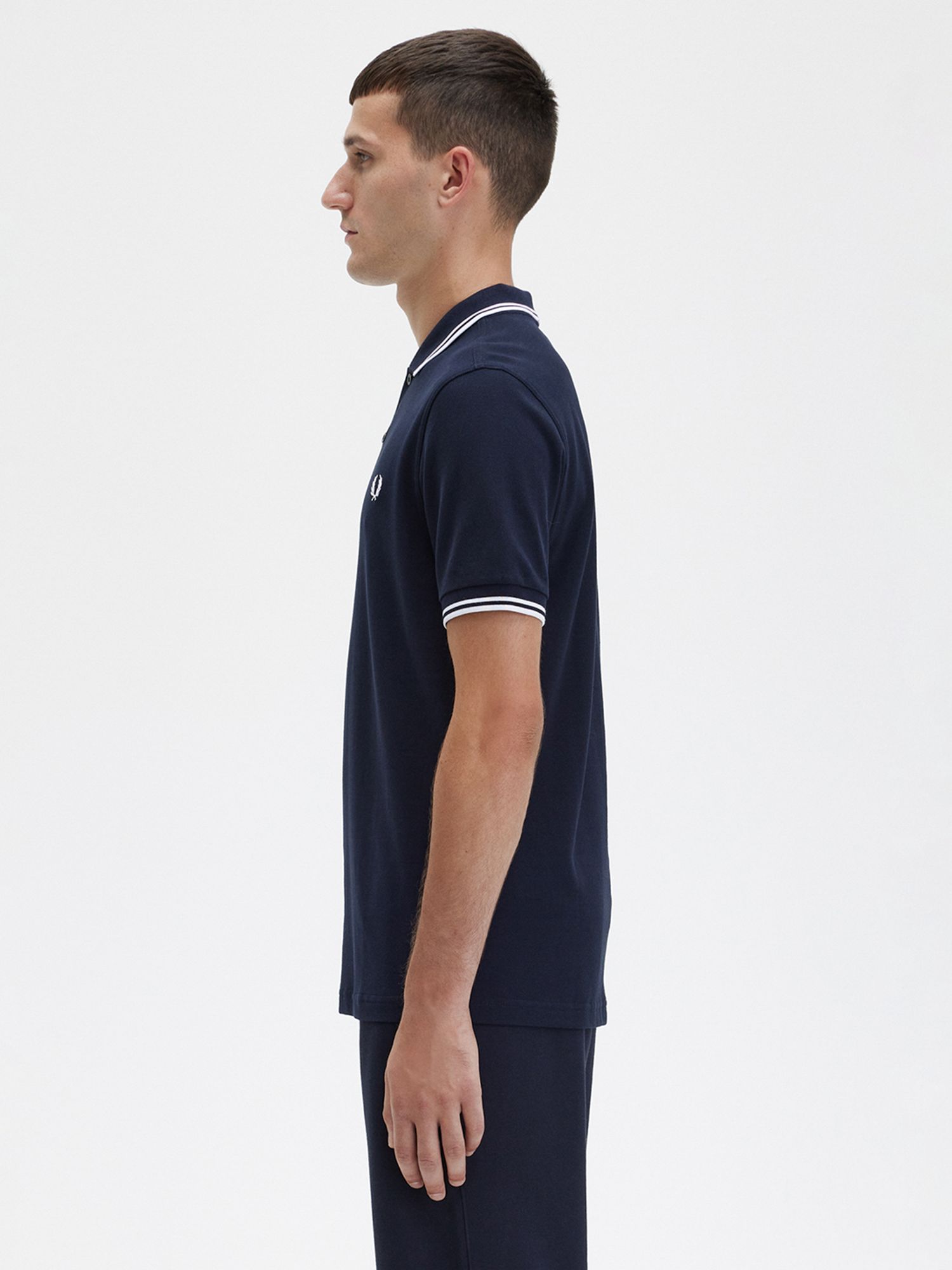 Fred Perry Twin Tipped Regular Fit Polo Shirt, Navy/White, S