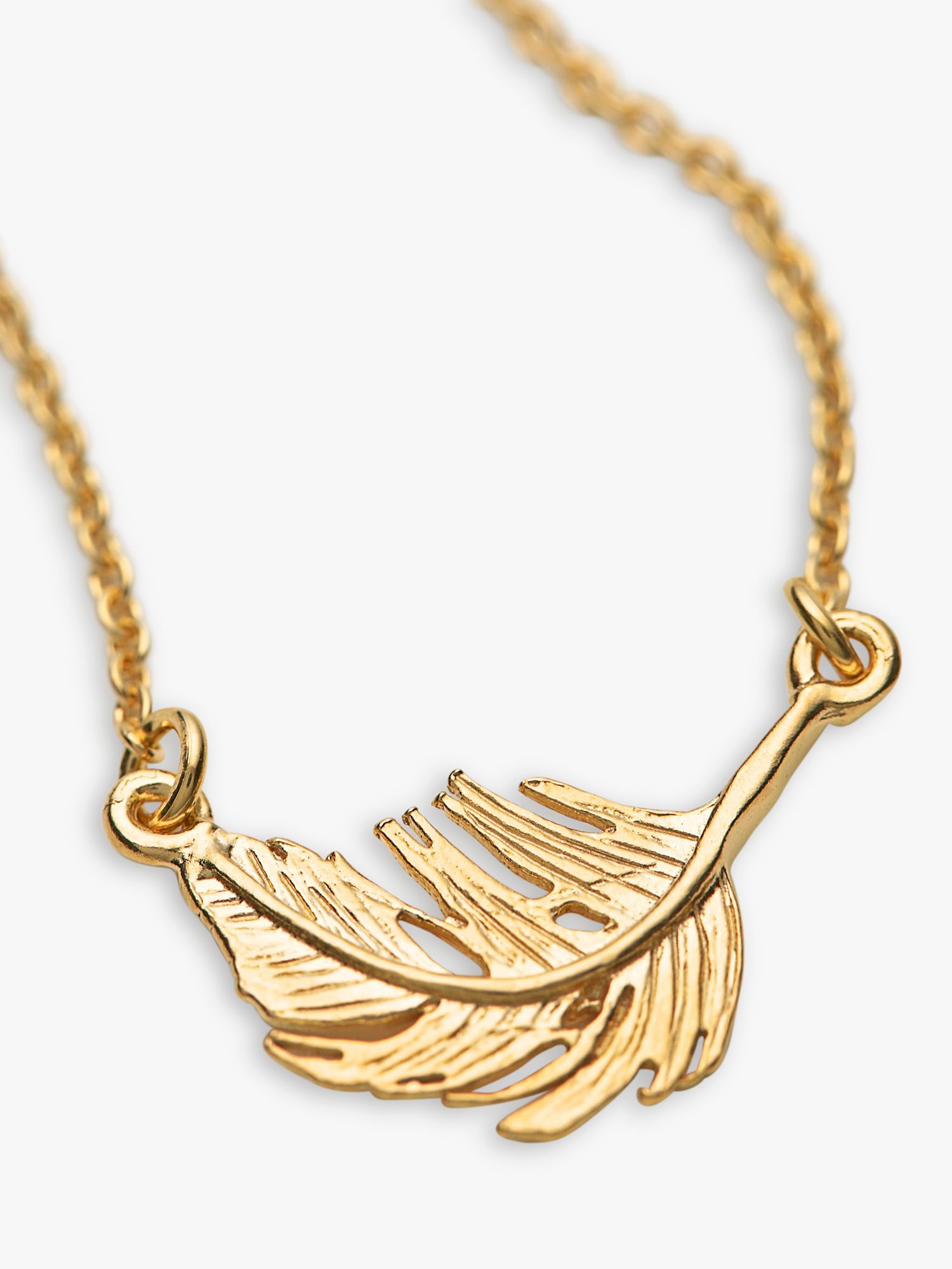 Alex Monroe Little Feather Necklace, Gold at John Lewis ...