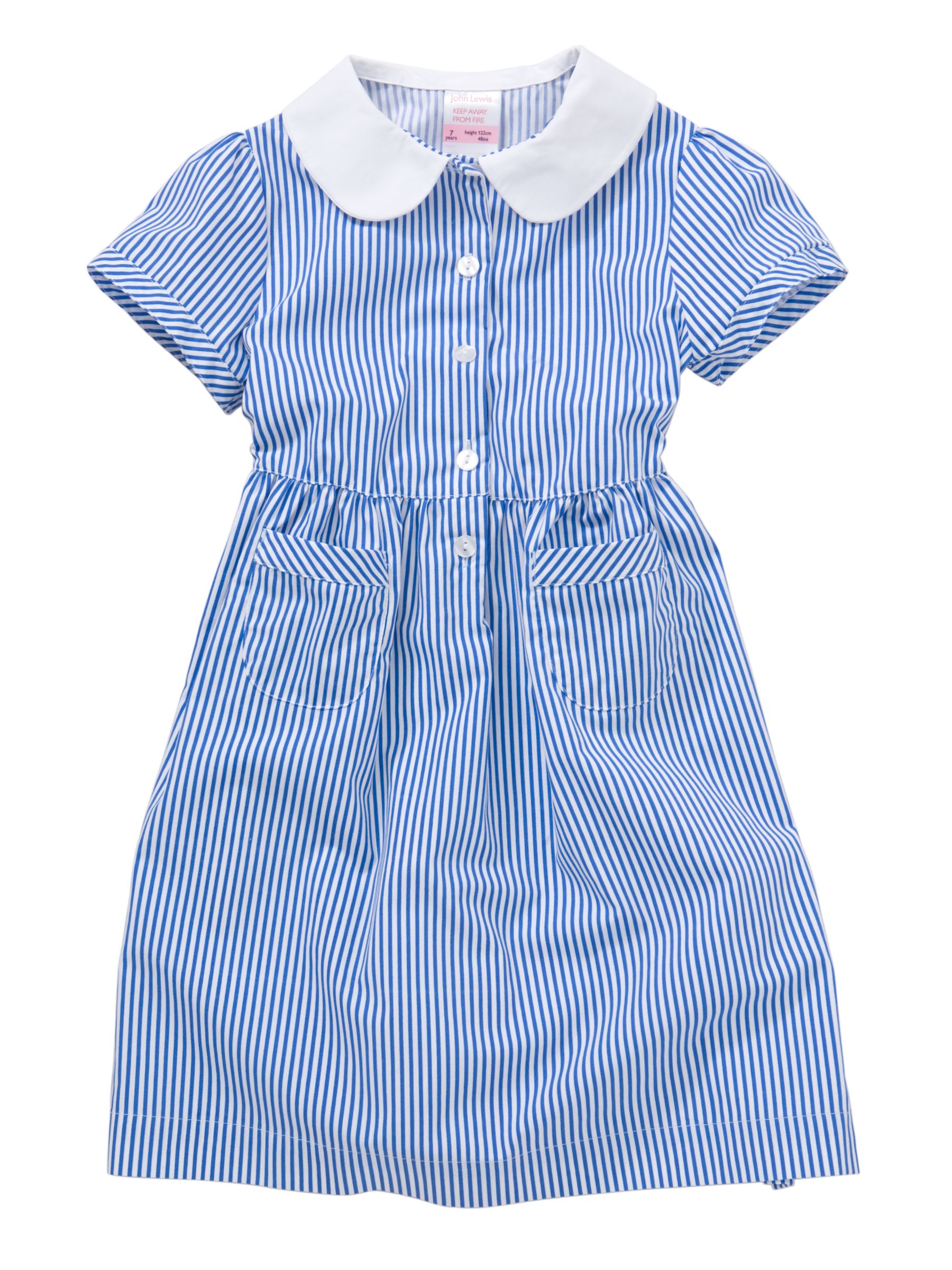 John Lewis School Striped Summer Dress, Blue at John Lewis & Partners