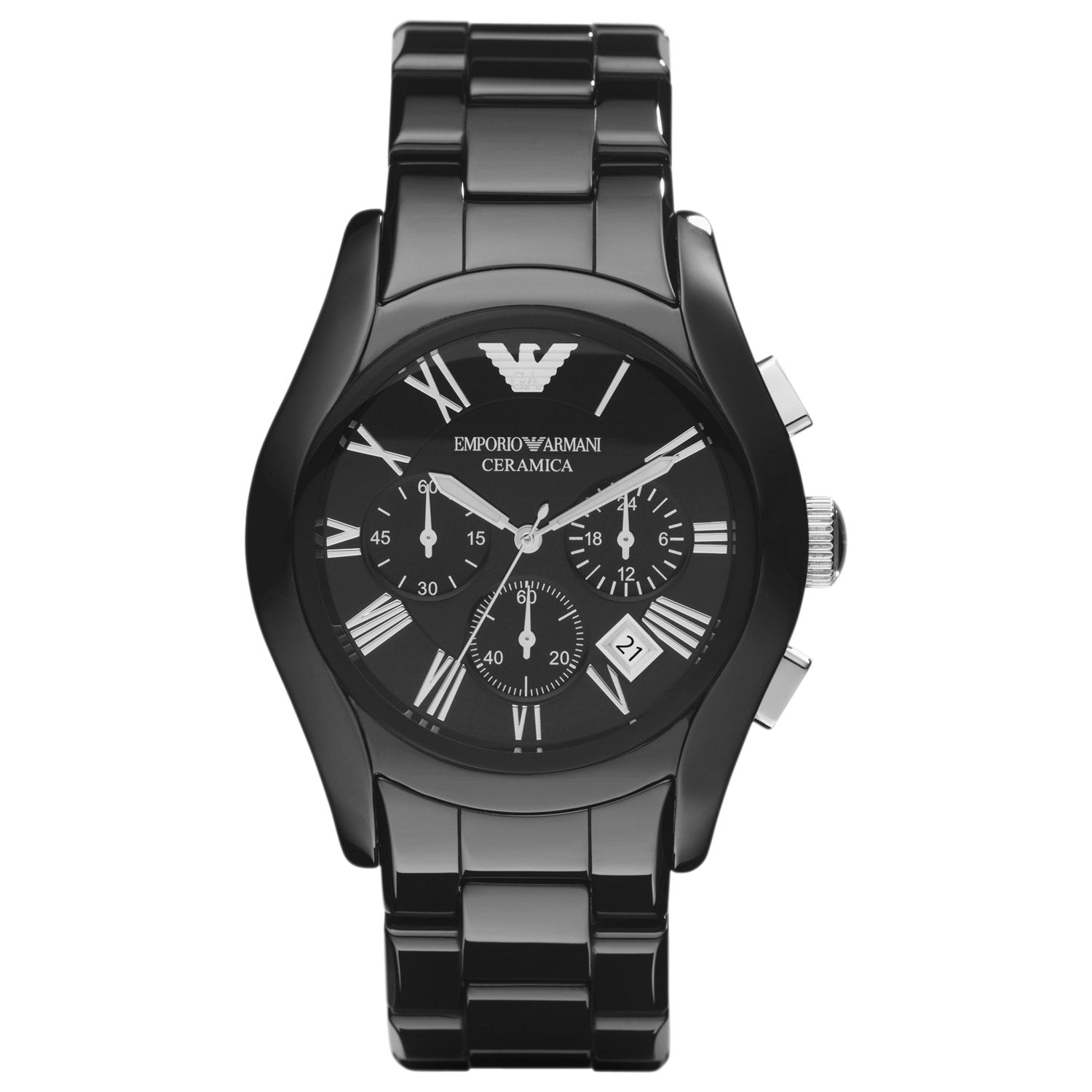 Emporio Armani AR1400 Men's Ceramic Chronograph Bracelet Strap Watch, Black