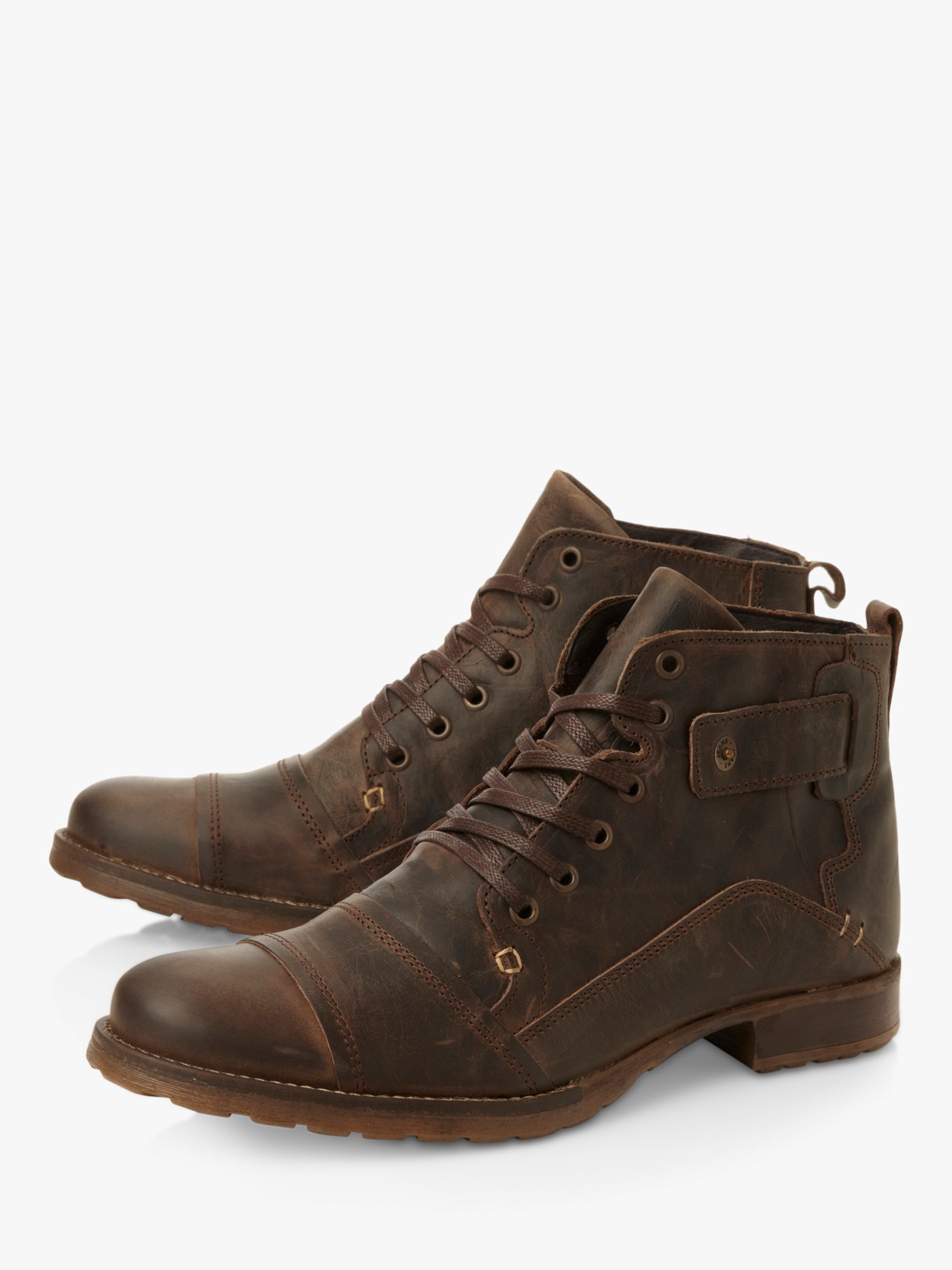 Dune Simon Leather Boots, Dark brown, 6