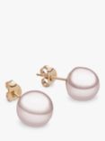 E.W Adams 9ct Yellow Gold Freshwater Pearl Bouton Stud Earrings, Pink