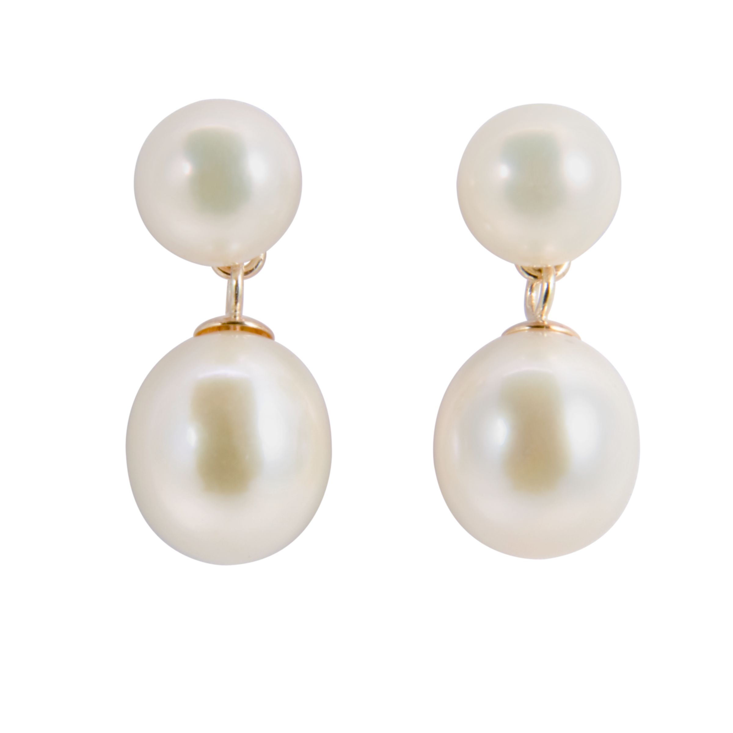 A B Davis 9ct Gold Freshwater Pearl Drop Earrings, White at John Lewis ...