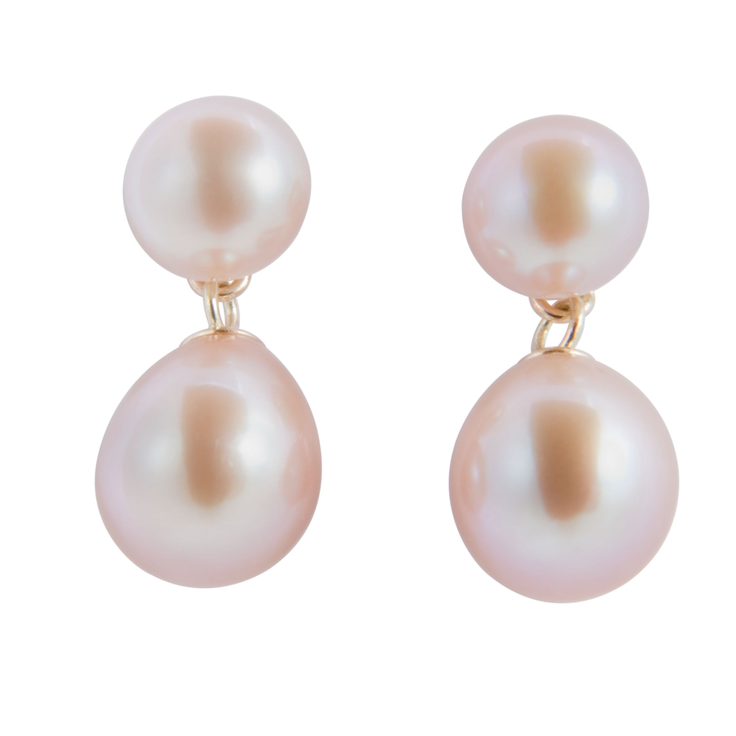 A B Davis 9ct Gold Freshwater Pearl Drop Earrings, Pink at John Lewis ...