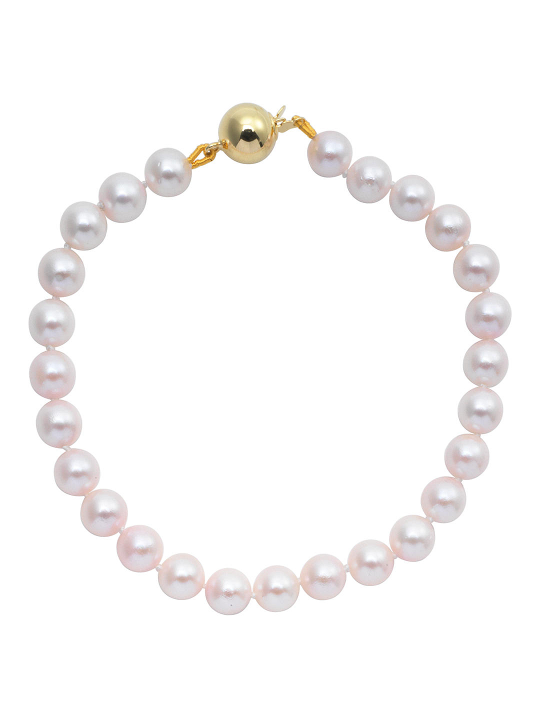 A B Davis Cultured Pearls Knotted 7.5" Bracelet with Gold Clasp