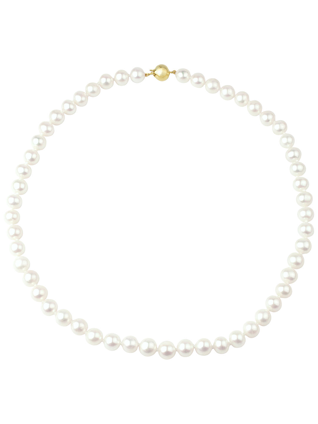 A B Davis Freshwater Lustre Pearls Knotted 16" Necklace with Gold Clasp