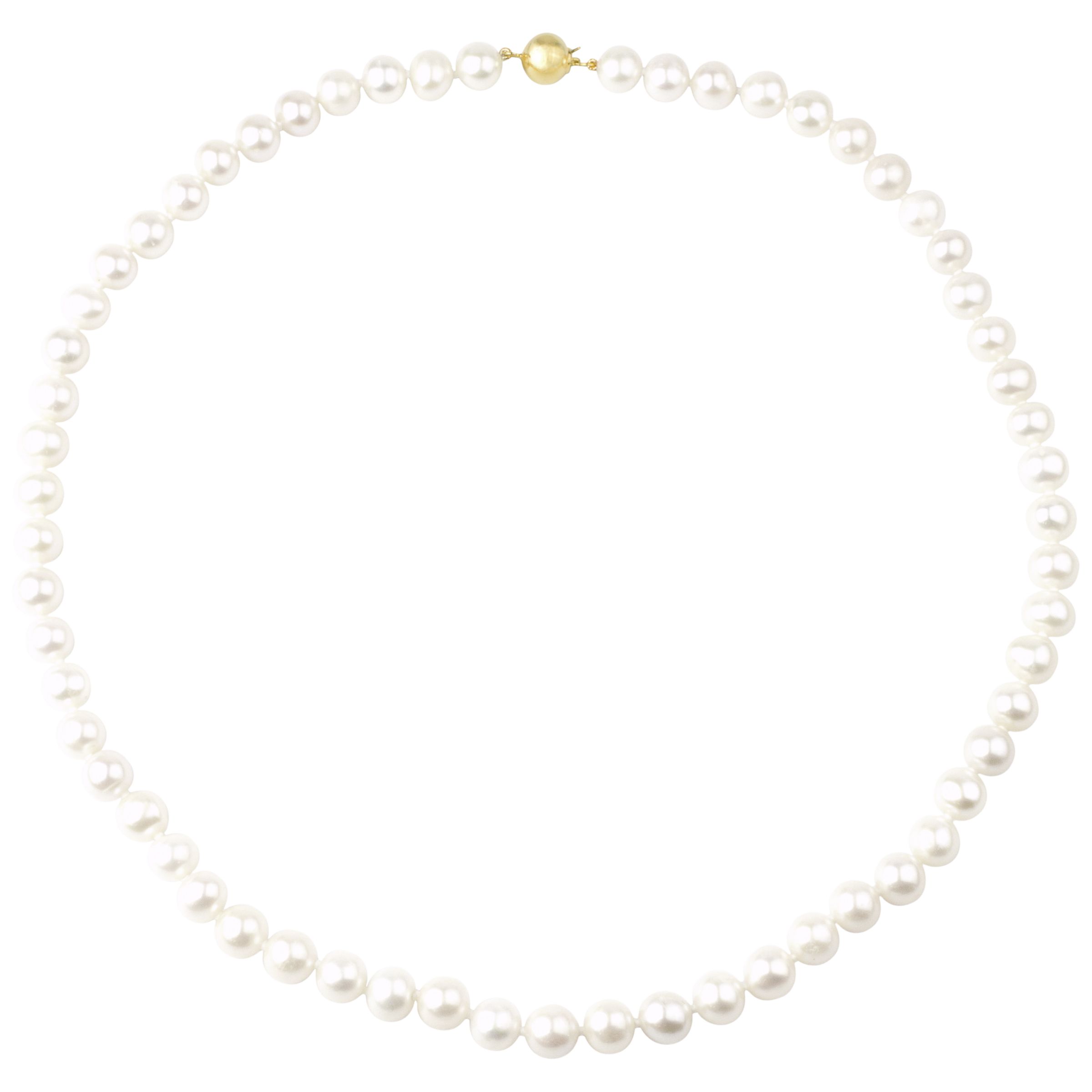 A B Davis 9ct Gold Pearl Necklace, White at John Lewis & Partners