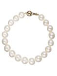 A B Davis Freshwater Lustre Pearl Knotted 7.5" Bracelet with Gold Clasp