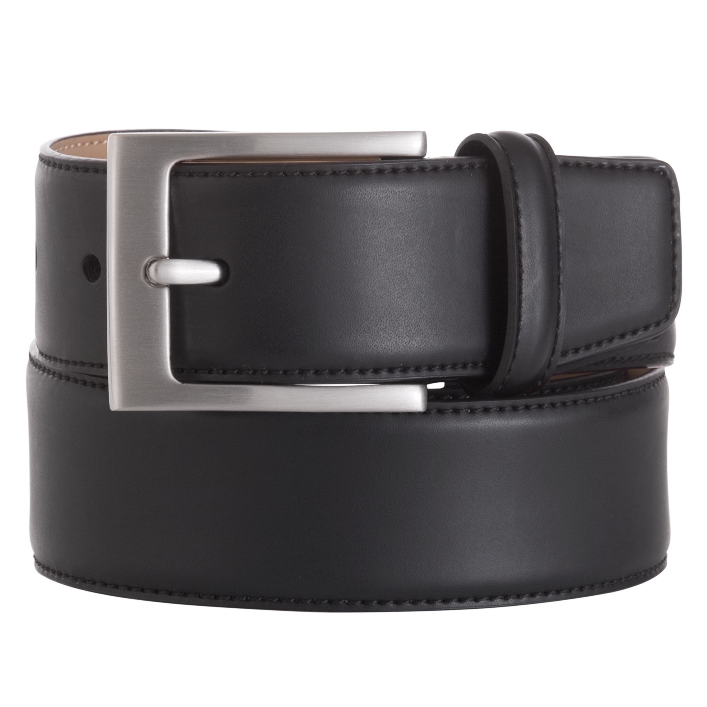 John Lewis Basic Leather Belt, Black at John Lewis & Partners