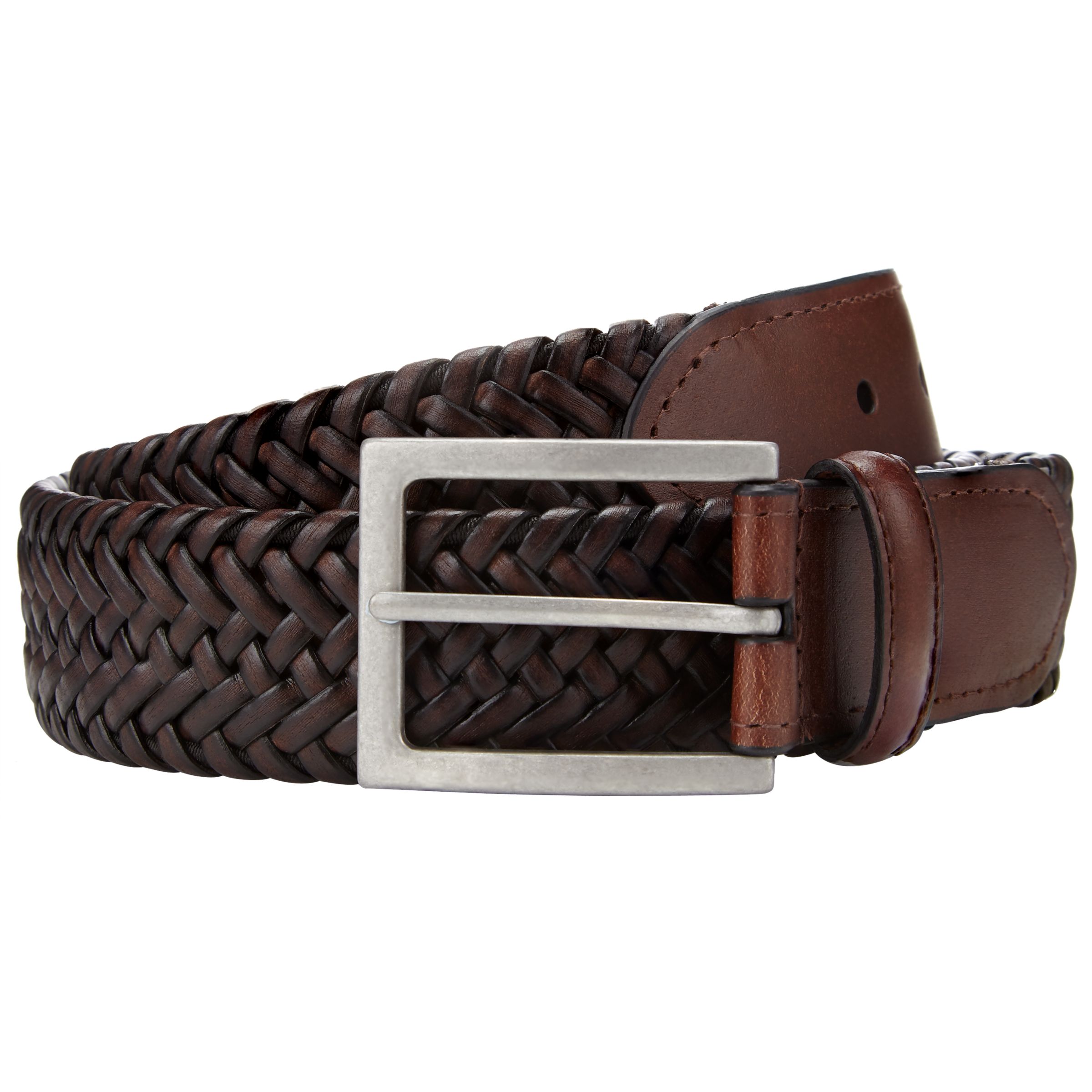 John Lewis & Partners Elastic Plait Leather Belt