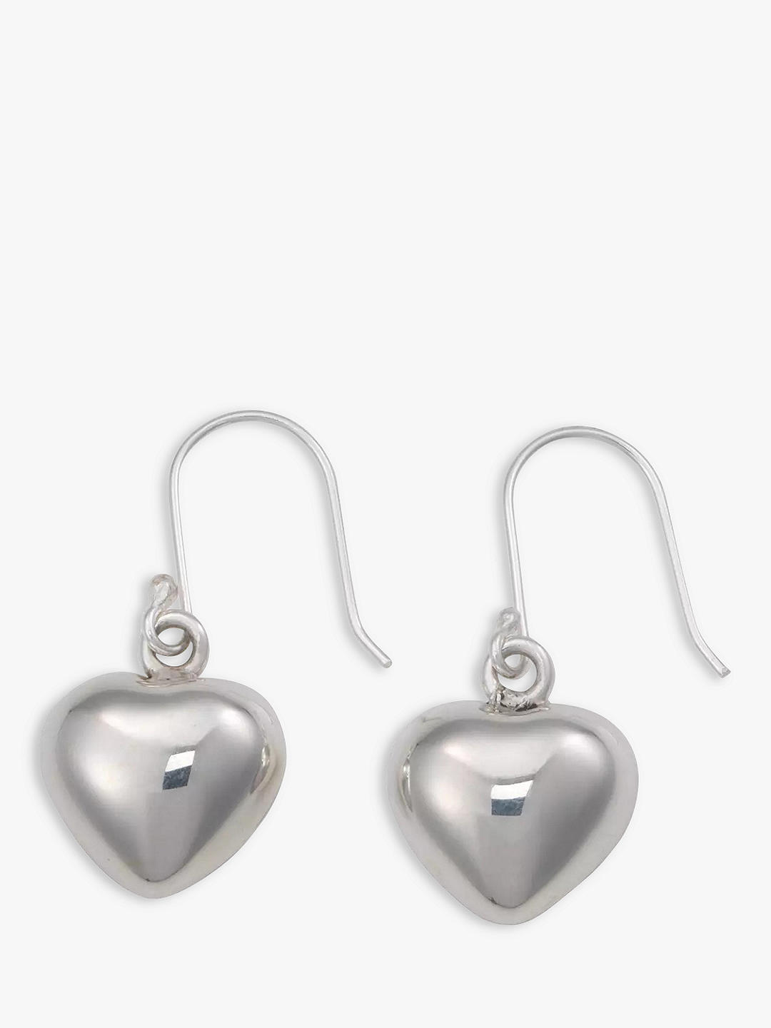 Andea Silver Puffed Heart Drop Earrings