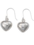 Andea Silver Puffed Heart Drop Earrings